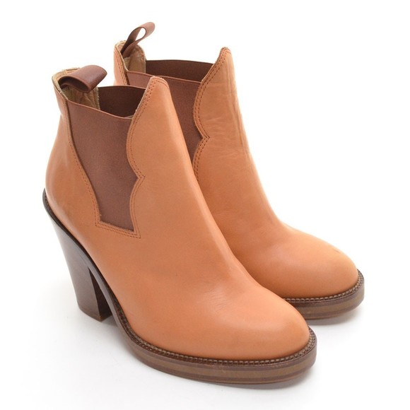 Acne Studios Star Brown Leather Heeled Booties 36 New - Picture 1 of 7
